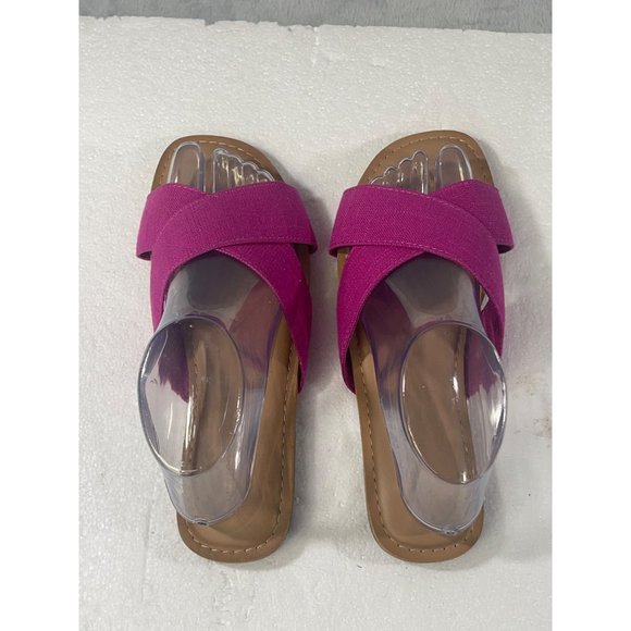 Old Navy womens size 8 Pink Linen Cross Strap Sandals - Picture 3 of 16